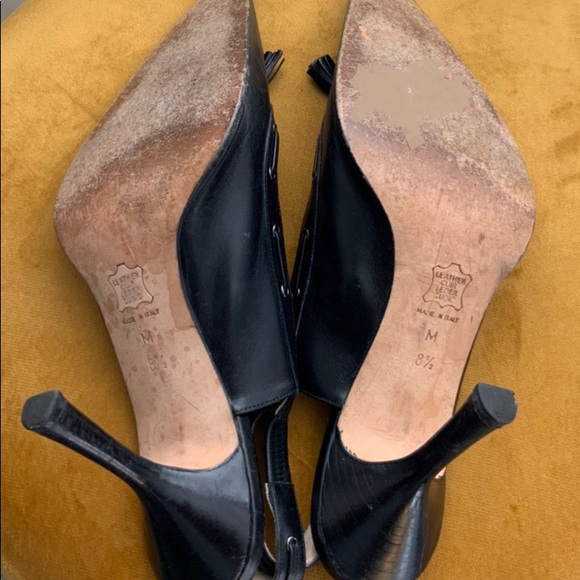 Michael Kors Black Leather Slingback Fringe Mules Size 8.5 - Picture 3 of 8